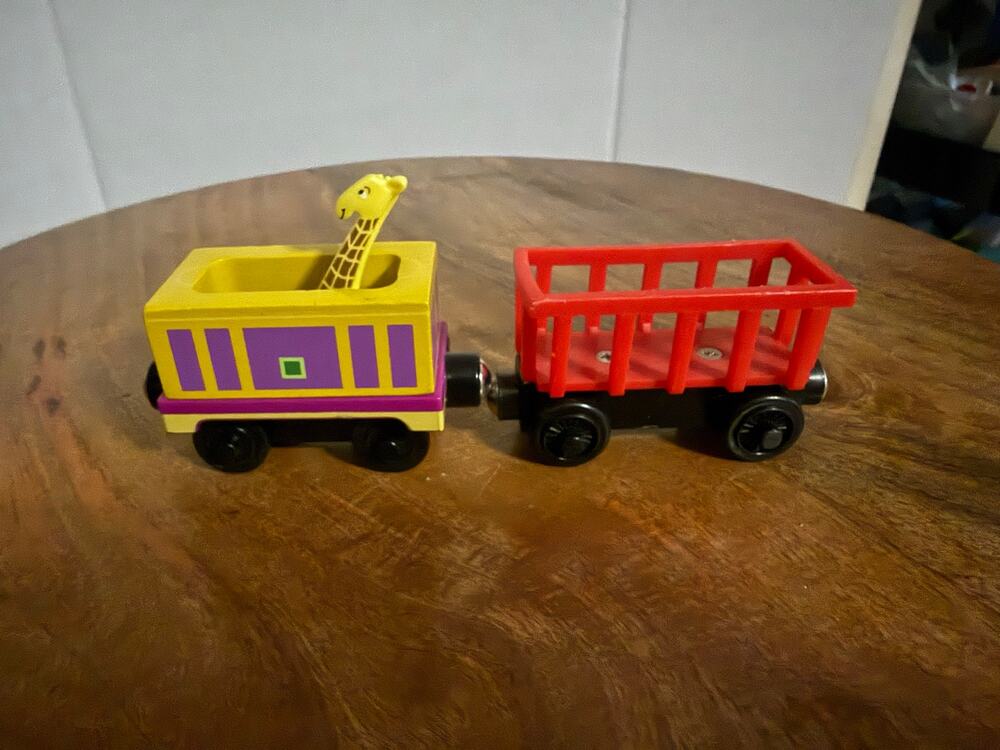 Thomas the Train Vintage Wooden Railway 2-Piece Safari & Circus Car Lot